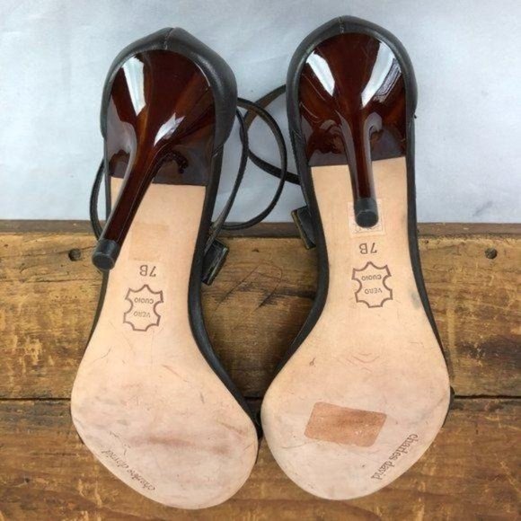 Charles David Beaded Brown Leather Sandals 7B - Picture 9 of 11